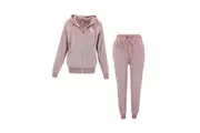 FIL Women's Zip Hoodie 2pc Set Loungewear - Dusty Pink [Size: 8]