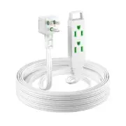 15ft Extension Cord 16 Gauge Small Flat Plug & Space-Saving Flat Wire Design ...