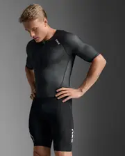 Core Sleeved Trisuit, 2XU, XS, Black/White, Male