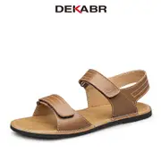 Dekabr新款時尚夏季休閒沙灘男鞋高品質真皮透氣戶外男士涼鞋38-47