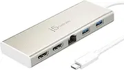 j5create USB-C Mini Dock- Type C Hub with Dual 4K +2K HDMI, 2X USB 3.0, Ethernet, 60W PD Charging for for MacOS, Windows and More (JCD381)