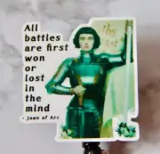 St Joan of Arc Badge Reel ID Holder All Battles are Won or Lost in the Mind