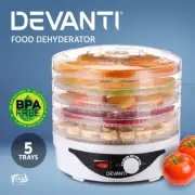 Devanti 5 Trays Food Dehydrator Fruit Dehydrators Pet Beef Jerky Dryer White