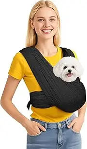 Dog Carrier Sling, Pet Carry Slings Front Pack, Adjustable Dog Carriers for Small Dogs, Portable Pet Carrier for Dogs, Dog Backpack Carrier (Black)