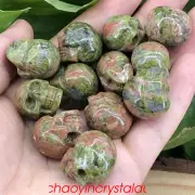 5pcs Natural unakite Skull Quartz Crystal Carved 1" skull Healing Reiki gem