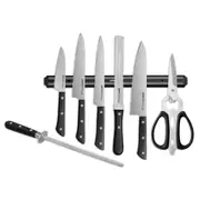 Samura HARAKIRI Super Set: Paring Utility Slicing Saw Knife for Bread and Frozen Food Chef's Sharpening steel Scissors Knife holder Black Colour