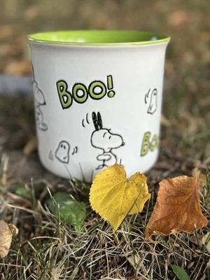 Peanuts Snoopy & Ghosts BOO! Halloween Themed 20 oz Coffee Mug Cup NEW Green
