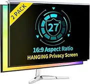 DEJIMAX [2-Pack] 27 Inch Computer Privacy Screen for 16:9 Computer Monitor, Anti-Blue Light Monitor Privacy Screen Filter, Anti-UV Computer Screen Privacy Shield, Hanging Type