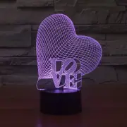 Heart and LOVE Style 3D Touch Switch Control LED Light