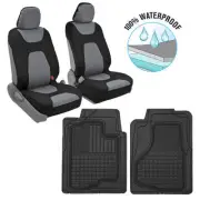 Waterproof Car Seat Covers Protectors Polyester Neoprene Gray/Black Rubber Mats (for: Honda Civic)