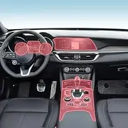 Car Interior Film Dashboard Piano Board Shift Center Console Anti-Scratch Transparent TPU Protection Film Accessories，for Alfa Romeo Stelvio 2022-2024 (Style for LHD)