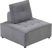 Foret 86cm Armless Seat Modular Extension Ottoman Couch Velvet Sofa 4 Colors Light Grey
