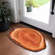 Novelty Door Mat Floor Mat Non Slip Ring of Tree 3D Trunk Wooden Log Print Area Rug Bath Mat for Indoor Outdoor Patio Bedroom Kitchen Office