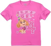 [Tstars] Paw Patrol Pup Skye 4 Gifts for Four Years Old Girls 4th Birthday Girl Theme Party Toddler Kids T-Shirt