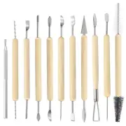 11pcs Wooden Clay Sculpting Tools Double-Headed Modeling Carving Pottery Tool