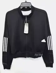 adidas Womens Plus 2X Cropped Full Zip Track Top Jacket Black NWT$85