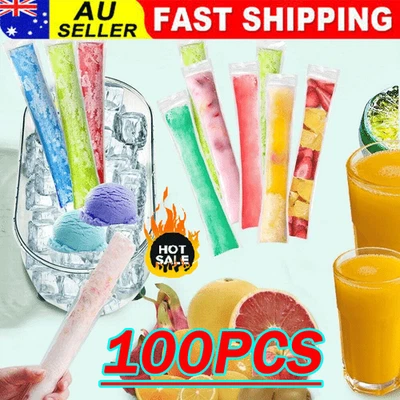 100X Ice Pop Pouch Tubes Mold Ice Popsicle Storage Bags Disposable Jelly maker V