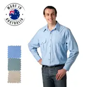 Mens Long Sleeve Plain Shirt Country Traditional Men Clothing Made in Australia 10018