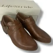 NEW Lifestride Adley Booties Size 9.5 Low Comfort Shoes Whiskey Brown Shootie