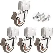 Swivel Rubber Caster Wheels for Cribs,with U-Type Bracket,2in 50mm Furniture Castor with Brakes,Mute,Ball Bearings,Capacity 80kg,4 Pack,with Screws (25MM-U Bracket,4Brake)