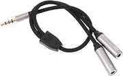 Mikinona Headset Audio Jack Splitter Adapter Cable for Headphones and Microphone Dual Female Connector Splitter for Seamless with Devices
