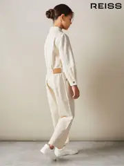 Reiss Ecru Aubrey 9-13 yrs Denim Wide Leg Jumpsuit (E85655) | $140