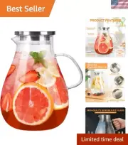 Durable Borosilicate Glass Pitcher - 1 Gallon with Wide Mouth for Easy Pouring
