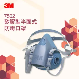 3M 防毒面具 防毒口罩 防毒面罩 7502 波蘭製 舒適矽膠雙罐半面罩式 需搭配3M濾罐濾棉 超取限購15個