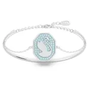 Swarovski Crystal Swan Bangle, Blue, Rhodium Plated 5628552