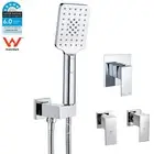 Chrome Square 3 Mode Hand Held Shower Head Holder Set Hose Elbow Mixer Tap WELS