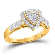 10k Yellow Gold Round Diamond Triangle Cluster Ring 1/3 Cttw