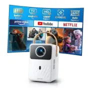 [Built-in Battery & Apps] Mini Projector with WiFi and Bluetooth, Battery White