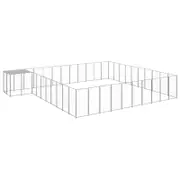 vidaXL Dog Kennel Silver 31.46 m² Steel Outdoor Puppy Enclosure Dog Cage House