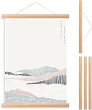 4Pcs Wood Poster Frame, Magnetic Poster Hanging Rod, Simple Beech Wood Photo Hangers Kit with Hanging Rope for Photos Canvas Prints Artwork Home Dorm Decor (21cm)