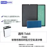 【PUREBURG】適用TIDDI P680智慧感應即時監控空氣清淨機高效HEPA+冷觸媒活性碳+加濕濾網濾芯1組共3片