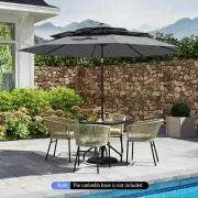 Costway3m Solar Patio Umbrella with 32 LED Lights 3-Tier Vented Top-Grey