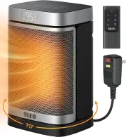 Portable 1500W Space Heater, 40-95°F Digital Thermostat, 70° Oscillating, Remote
