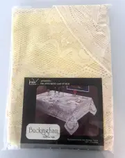 BUCKINGHAM 72" x 90" Oval Yellow Lace Tablecloth New
