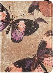 [Amooorous] Art Geranium Butterfly Rose Gold Leather decorative passport holder for travel Vaccine Case Protector Cover Wallet Passport Holder Lightweight, art Geranium butterfly Rose Gold, 1 size