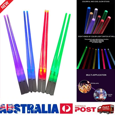 LED Glowing Chopsticks Light Up Light Saber Chop Sticks Reusable Lightup AU