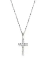 Bloomingdale's Fine Collection Micro-Pave Diamond Mini Cross Necklace in 14K White Gold, 0.08 tcw