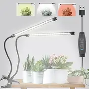SupreTop Clip On Grow Light for Indoor Plants,Full Spectrum Led Plant Grow Lights with Auto-Timer, Plant Growing Lamp for Seed Starting,Houseplants, Bonsai, Pot Plant(2 Lamps)