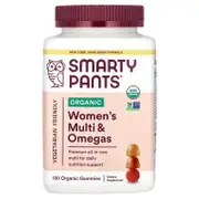 SmartyPants, Organic Women's Multi & Omegas, Raspberries, Lemon Lime and Grape, 120 Organic Gummies