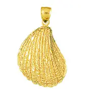 14K Gold Mussel Seashell Mollusc Pendant