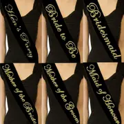 Mother Of Bride Black Gold Hens Party Sash Sashes Bride Night Party Bridal Wedding Bridesmaid Bachelorette