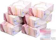 Rosh Pinnah, Gift Boxes With Lids, Elegant Marble & Glitter, 24 X 15 X 7cm (6 Packs incl. 6 Cards) - Ideal for Bridesmaid Proposal, Maid of Honor, Baby Shower, Holiday, Christmas (Pink)