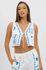 White Tie Up Front Top - Size 8XS, Women's Jacket