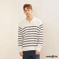 在飛比找momo購物網優惠-【Hang Ten】男裝-韓國同步款-拉鍊開襟POLO領毛衣