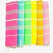 HAVLULAND Packs of 6 Turkish Beach Towel Bath Towels Multi-Purpose Pool Swim Soft Extra Large Sand Free Quick Dry Towels Lightweight Travel Cruise Camping Oversized 71x39 Blanket