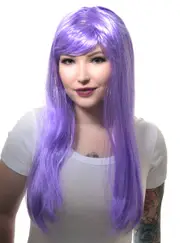 Long Womens Straight Light Purple Costume Wig with Fringe